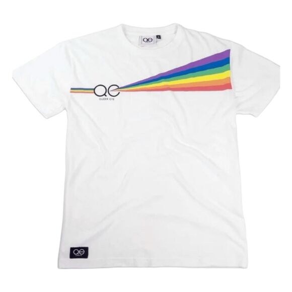 Queer Eye Rainbow Prism Graphic Tee White Pride Ready Crewneck Short Sleeve L - Picture 1 of 6